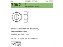 500 x Sechskantsicherungsmutter Ganzmetall ISO 7042 Kl.8 M8 Zink Lamellen