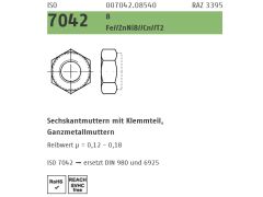 100 x Sechskantsicherungsmutter Ganzmetall ISO 7042 Kl.8 M16 Zink Lamellen