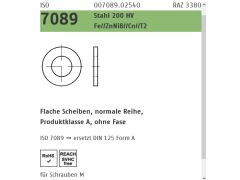 1000 x Scheiben ISO 7089 Stahl 200HV 8 Zinklamellen