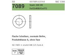 500 x Scheiben ISO 7089 Stahl 200HV 12 Zinklamellen