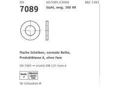 100 x Scheiben ISO 7089 Stahl 22 (23 x 39 x 3 ) 300HV Blank