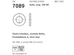 50 x Scheiben ISO 7089 Stahl 27 (28 x 50 x 4 ) 300HV Blank