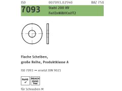 500 x Scheiben ISO 7093 -1 Stahl 200HV 8 Zinklamellen
