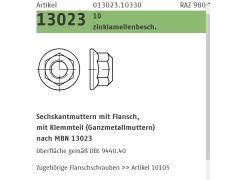 50 x Sechskantflanschmutter MBN 13023 Kl. 10 M18 x 1,5 Zinklamellen