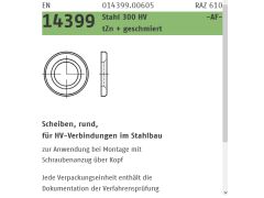 10 x Scheiben für HV Stahlbau EN 14399 -6 Stahl 22 Feuerverzinkt, geschmiert -AF-