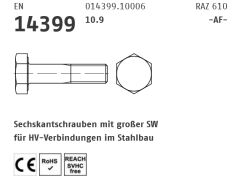 1 x HV Sechskantschrauben EN14399-4, 10.9 M27 x 100 -AF- Blank