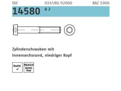 200 x Zylinderschraube niedrig ISO 14580 M6 x 25 -T30 Edelstahl A2