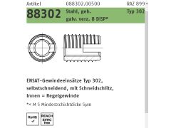 2 x selbstschneidende Gewindeeinsatz ENSAT Stahl gehärtet M24 Typ 302 verzinkt