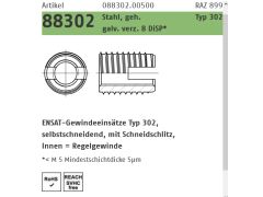 25 x selbstschneidende Gewindeeinsatz ENSAT Stahl gehärtet M10 Typ 302 verzinkt