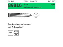 100 x Fensterrahmenschr. Zylinderkopf Stahl 7,5 x 152 -T30 verzinkt