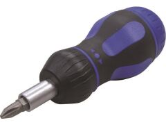 1/4" Stubby Ratschenschraubendreher (kurz) mit Bitfach und 7 Bits