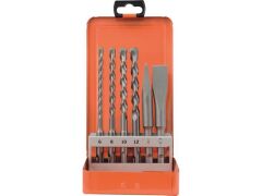 Hammerbohrer Meißel Set 6-tlg. (4Plus Ø 6, 8, 10, 12 mm, Spitz-, Flachmeißel)