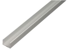 U-Profil - Selbstklemmend Alu Silber eloxiert - 2000mm - 8,9 x 10 - Stärke 1,5mm / Innenmaß 5,9 mm