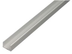U-Profil - Selbstklemmend Alu Silber eloxiert - 1000mm - 19,9 x 15 - Stärke 2,0mm / Innenmaß 15,9 mm