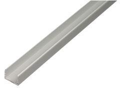 U-Profil - Selbstklemmend Alu Silber eloxiert - 2000mm - 22,5 x 22 - Stärke 1,8mm / Innenmaß 18,9 mm