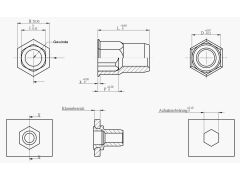 Blindnietmutter Stahl verzinkt / Teilsechskant / offen / kleiner Senkkopf / M8 / 3.0 - 6.0 mm