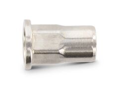 250 x Blindnietmutter Edelstahl A2 / Teilsechskant / offen / Flachkopf / M8x17.5 / 0.5 - 3.0 mm