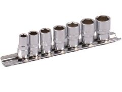 1/4" Stecknuss Satz auf Schiene 7tlg