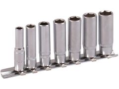 1/4" Stecknuss Satz auf Schiene 7tlg tiefe Nüsse