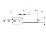 500 Stück Blindnieten mit Senkkopf ISO15984 / DIN7337 - Edelstahl A2/A2 - 3,2X10 - Klemmbereich: 5,0-6,5mm