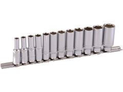 3/8" Stecknuss Satz auf Schiene 12tlg tiefe Nüsse - 7 bis 22mm