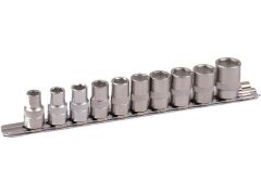 1/2" Stecknuss Satz auf Schiene 10tlg - kurze Nüsse - 10 bis 22mm