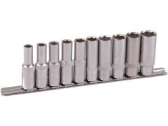 1/2" Stecknuss Satz auf Schiene 10tlg tiefe Nüsse - 10 bis 22mm