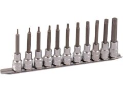 1/2" Bit Stecknuss Satz auf Schiene 11tlg TX 100mm - T10 bis T60