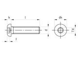 200 Stück Flachrundkopfschrauben Innensechsrund, Vollgewinde ISO 7380-1 A2 M 4X50/50 TX20