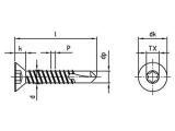 500 Stück Bohrschrauben mit Senkkopf, Form O DIN 7504 A2 O 4,8X25 TX25
