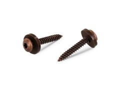 200 Stück Fensterbankschrauben mit Polyamidscheibe braun   A2 - 3,9X25 TX15