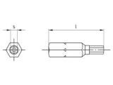 Sicherheits-Bits für Innensechskant-Pin-Antrieb Art. 9119  CV-Stahl  1/4"X25  SW-PIN 2 mm
