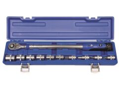 1/2" Drehmomentschlüssel-Set, 11-teilig TORQUE-PROFI 200 + Stecknusseinsätze Bereich: 40-200 Nm Toleranz: 4%