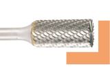 Hartmetallfräser, Form B Zylinder mit Stirnverzahnung d1 9.6 mm, Schaftdurchmesser 6.0 mm Kreuverzahnung