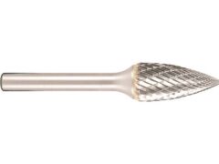Hartmetallfräser, Form G Spitzbogen d1 9.6 mm, Schaftd. 6.0 mm Kreuzverzahnung