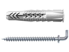 25 x fischer Universaldübel UX 8 x 50 WH mit Rand und Winkelhaken