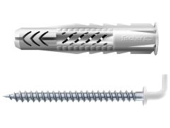 25 x fischer Universaldübel UX 8 x 50 WH N mit Rand und Winkelhaken nylonbeschichtet