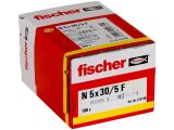 100 x fischer Nageldübel N 5 x 30/5 F Flachkopf
