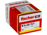 100 x fischer Nageldübel N 5 x 40/15 F Flachkopf