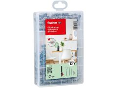 1 x fischer EasyDIY Box Gipskartondübel + Schrauben und Haken (101 Teile)
