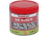 75 x fischer Universaldübel UX 8 x 50 R mit Rand, Dose