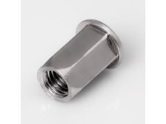 Blindnietmutter Edelstahl A2 / Sechskant / offen / Flachkopf / M8 / 0.5 - 3.0 mm