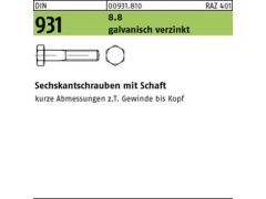 Schnäppchenartikel - Sechskantschrauben mit Schaft 8.8 ISO 4014 (DIN 931) galv. verzinkt  - M16 x 260