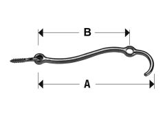 Sturmhaken mit Ringschraube 130mm, 6mm Loch hell verzinkt