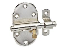 Grendelriegel mit Feder und Messing Knopf, vernickelt - 45x85