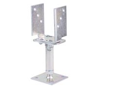 U-Pfostenträger - verstellbar - Typ580 - galvanisch verzinkt, dickschichtpassiviert - zum Aufschrauben -   71-161 mm