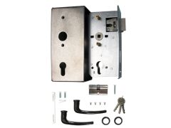 Schlosskasten mit Schloss und Profilzylinder,185x90x40, Dornmaß 55