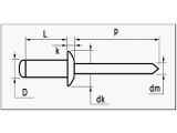 500 x Standard Blindniet Alu/Alu Flachkopf 4,8x18 -...