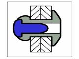 500 x Standard Blindniet Alu/Stahl Flachkopf 4,8x06 - Klemmbereich: 1,5-2,5mm