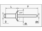 500 x Standard Blindniet Alu/Stahl Senkkopf 3,0x06 - Klemmbereich: 2,0-3,5mm